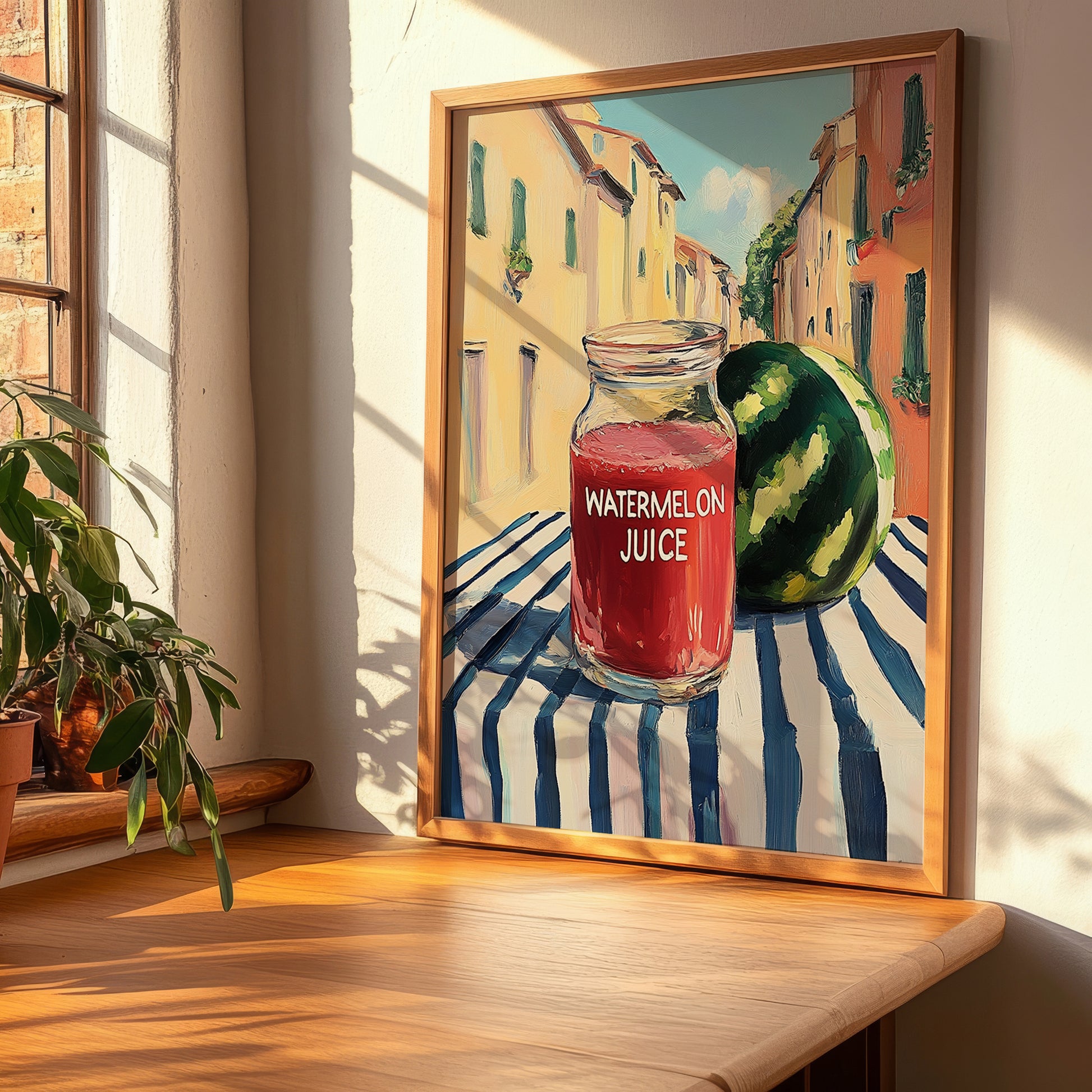 Watermelon Juice – Italian Urban Café Scene, Lemonade Wall Art, clean layout with no caption