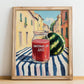 Watermelon Juice – Italian Urban Café Scene, Lemonade Wall Art, no-text version framed in wood