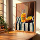 Mango Juice – on Striped Tablecloth, Lemonade Still Life, clean layout with no caption