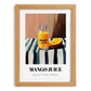 Mango Juice – on Striped Tablecloth, Lemonade Still Life, set in oak frame