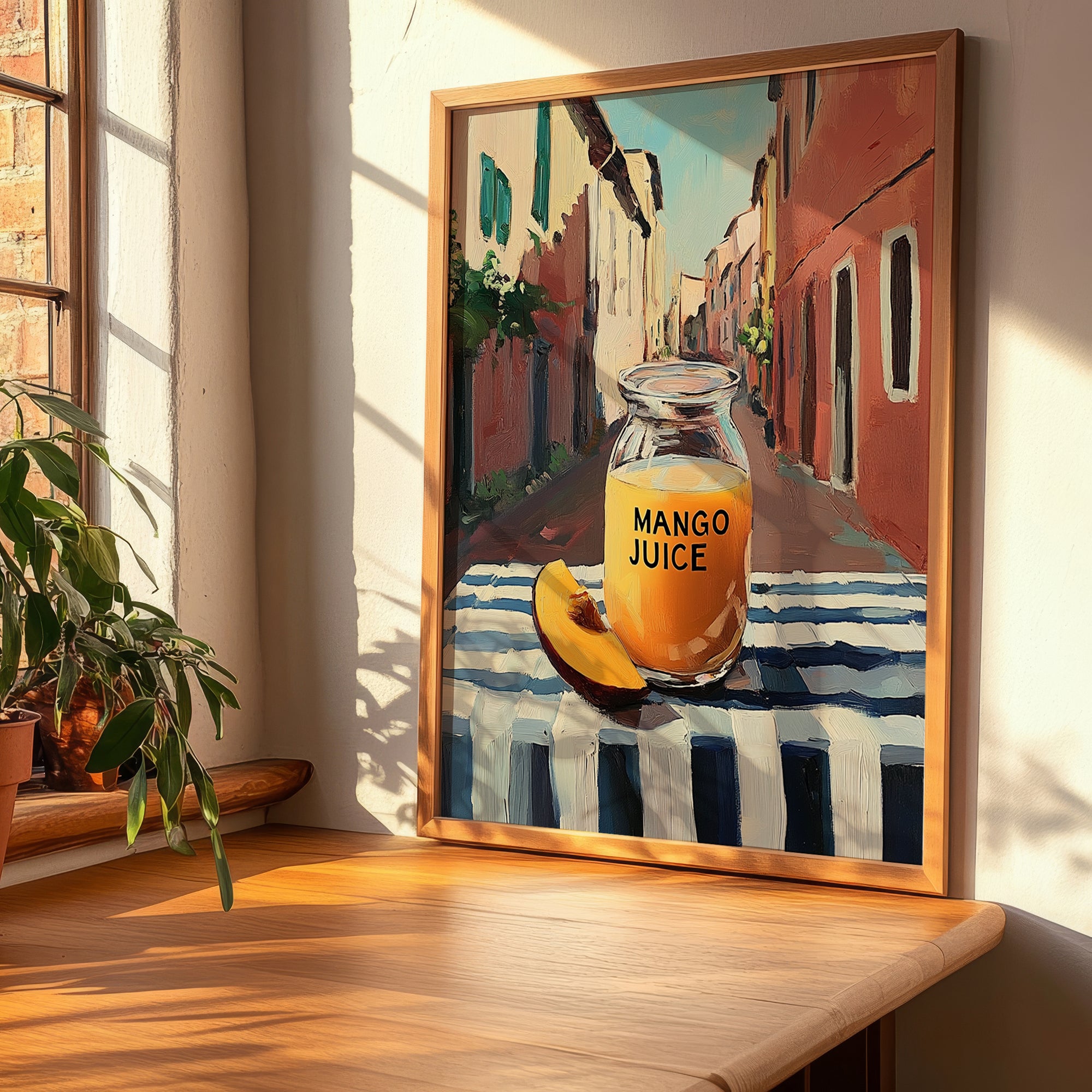 Mango Juice – Italian Street Café Scene, Lemonade Still Life, clean layout with no caption