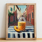 Mango Juice – Italian Street Café Scene, Lemonade Still Life, no-text version framed in wood