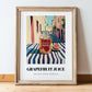 Grapefruit Juice – Italian Urban Café Scene, Lemonade Illustration, in wooden frame leaning on the floor
