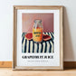Grapefruit Juice – on Striped Tablecloth, Lemonade Wall Art, in wooden frame leaning on the floor
