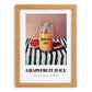 Grapefruit Juice – on Striped Tablecloth, Lemonade Wall Art, set in oak frame