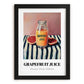Grapefruit Juice – on Striped Tablecloth, Lemonade Wall Art, in sleek black frame