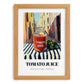 Tomato Juice – Italian Street Café Scene, Lemonade Illustration, set in oak frame