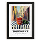 Tomato Juice – Italian Street Café Scene, Lemonade Illustration, in sleek black frame
