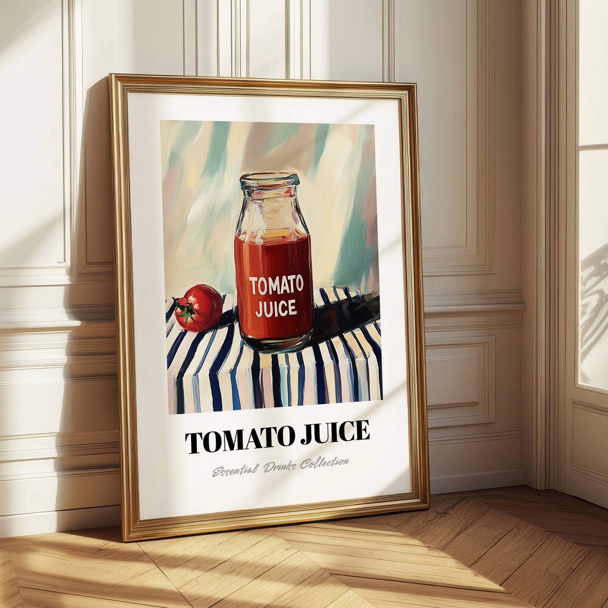 Tomato Juice – on Striped Tablecloth, Lemonade Art