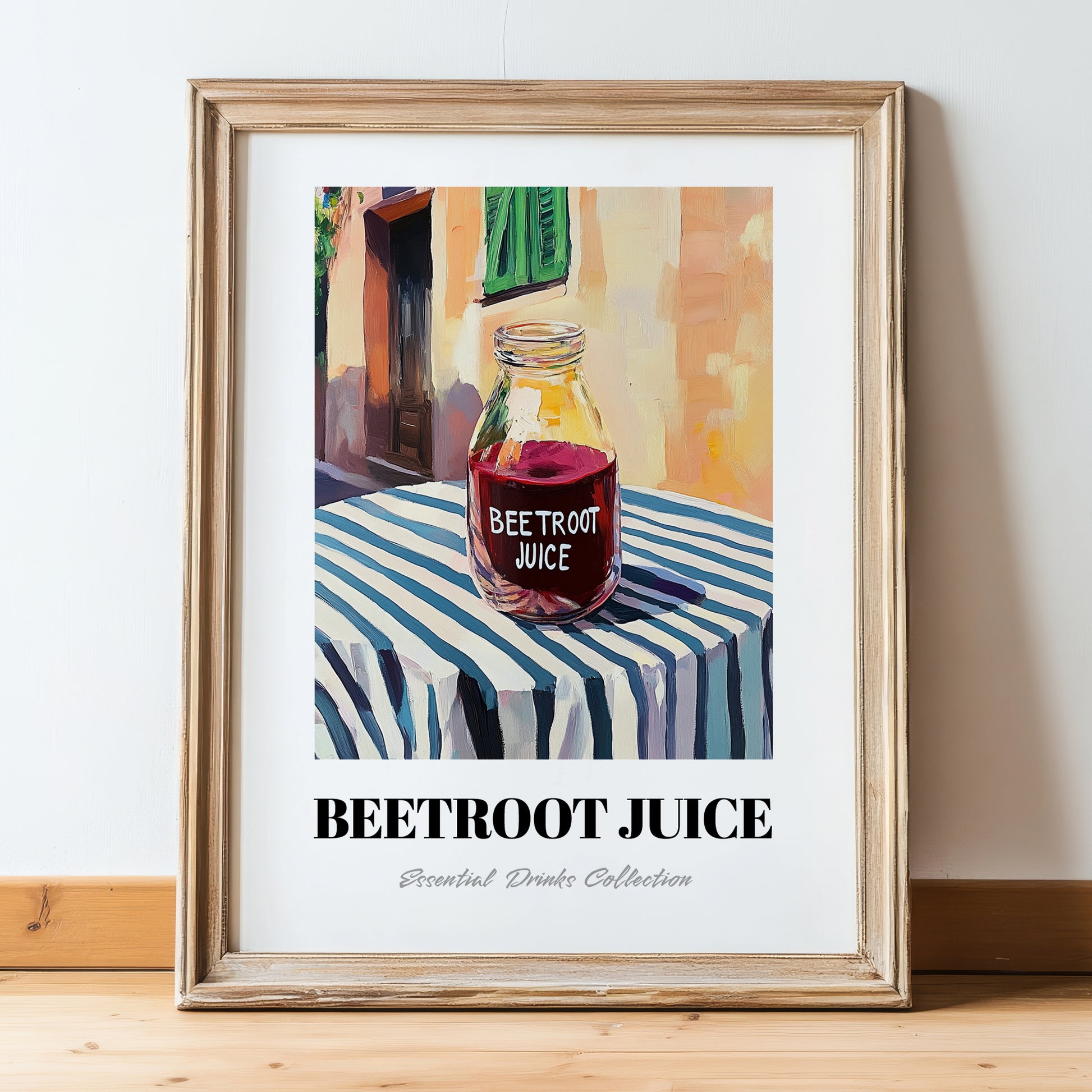Beetroot Juice – Italian Café on the Corner, Lemonade Art, in wooden frame leaning on the floor
