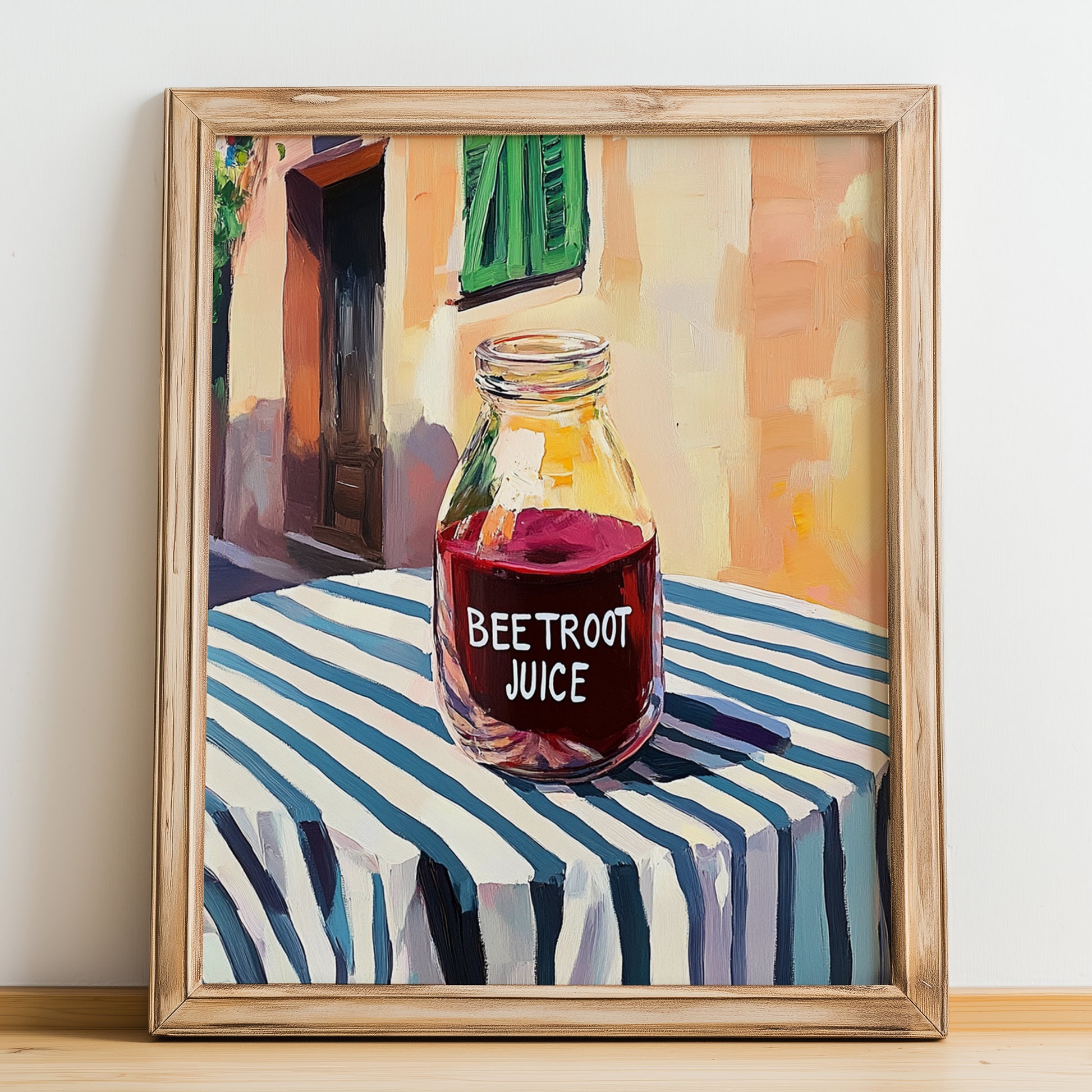 Beetroot Juice – Italian Café on the Corner, Lemonade Art, no-text version framed in wood