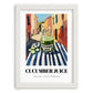 Cucumber Juice – Italian Outdoor Café Scene, Lemonade Wall Decor, placed in minimal white frame