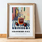Strawberry Juice – Italian Urban Café Scene, Lemonade Wall Art, in wooden frame leaning on the floor