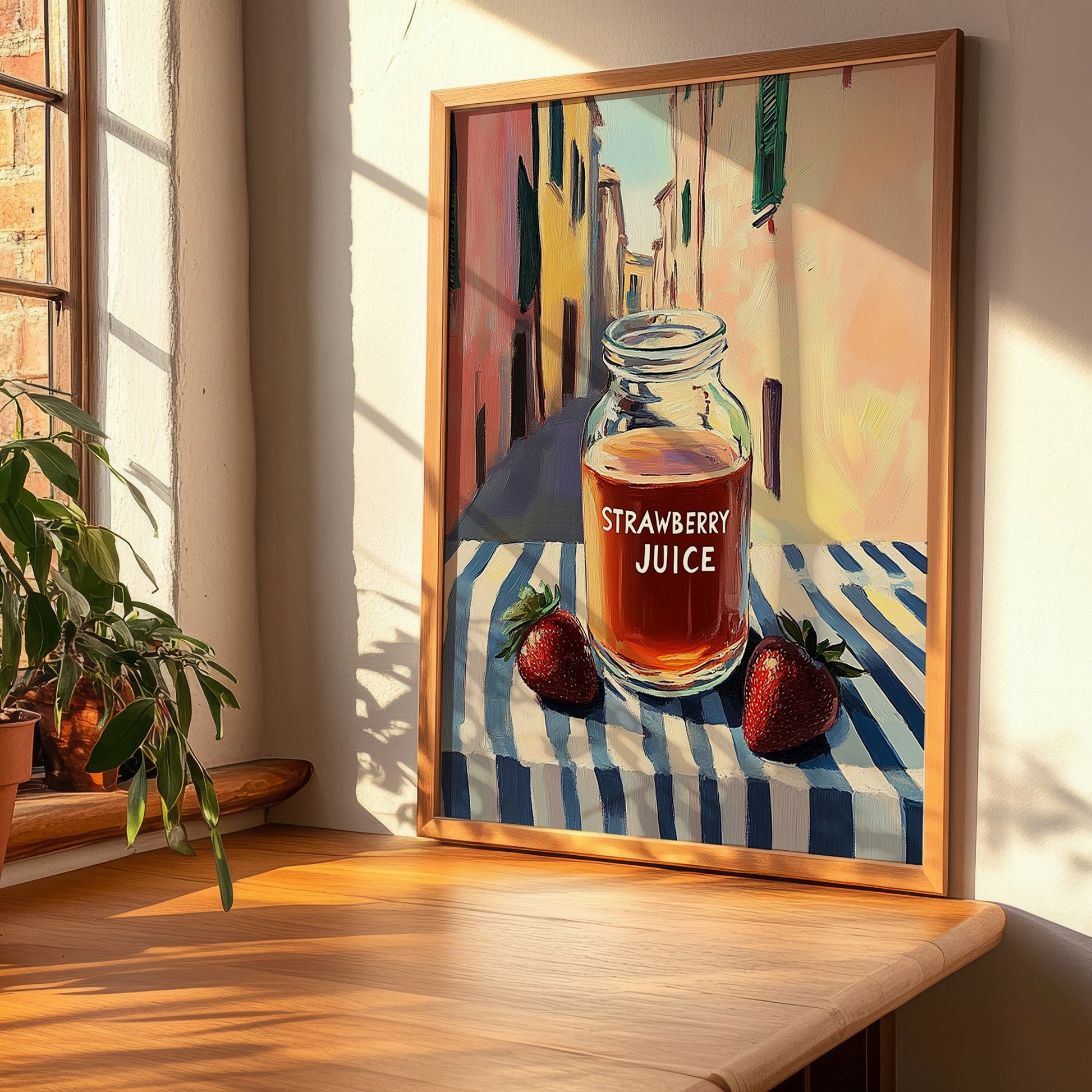 Strawberry Juice – Italian Urban Café Scene, Lemonade Wall Art, clean layout with no caption