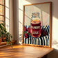 Raspberry Juice – on Striped Tablecloth, Lemonade Illustration, clean layout with no caption