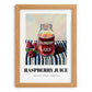 Raspberry Juice – on Striped Tablecloth, Lemonade Illustration, set in oak frame