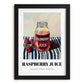 Raspberry Juice – on Striped Tablecloth, Lemonade Illustration, in sleek black frame