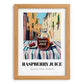 Raspberry Juice – Italian Outdoor Café Scene, Lemonade Painting, set in oak frame