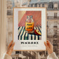 Peach Juice – on Striped Tablecloth, Lemonade Still Life, styled in a charming Paris street view