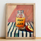 Peach Juice – on Striped Tablecloth, Lemonade Still Life, no-text version framed in wood