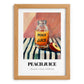Peach Juice – on Striped Tablecloth, Lemonade Still Life, set in oak frame