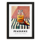 Peach Juice – on Striped Tablecloth, Lemonade Still Life, in sleek black frame