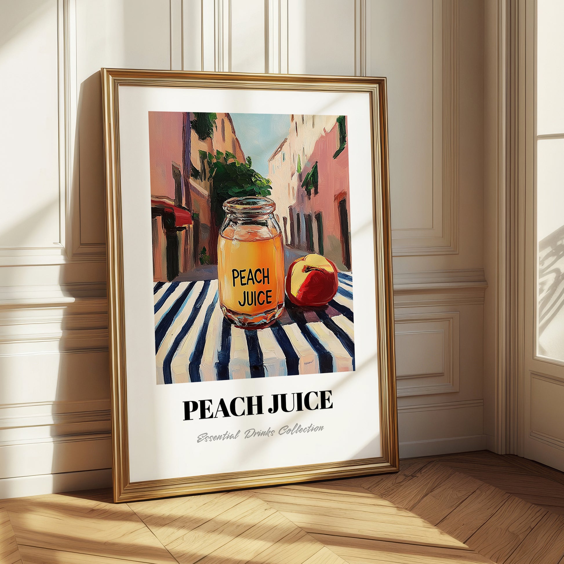Peach Juice – Italian Street Café Scene, Lemonade Painting