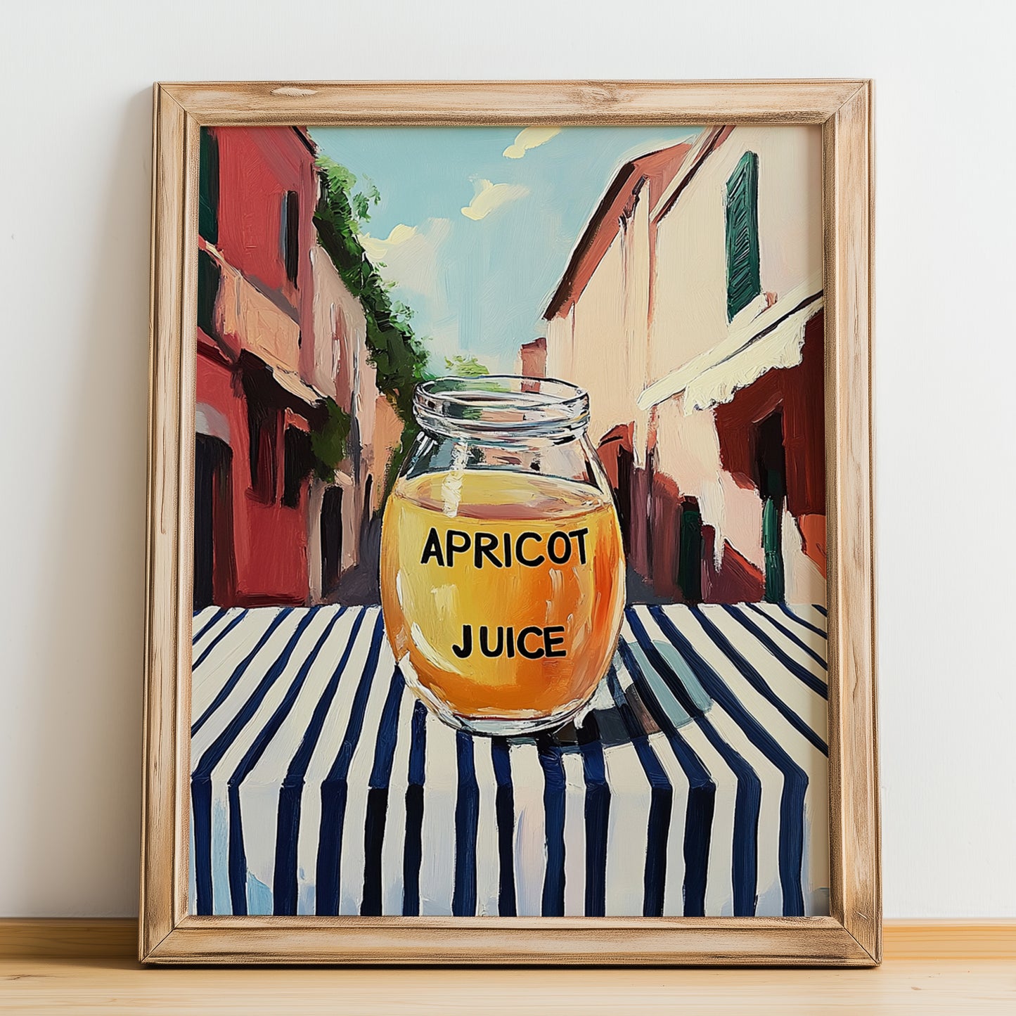 Apricot Juice – Italian Outdoor Café Scene, Lemonade Poster, no-text version framed in wood