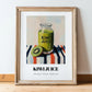 Kiwi Juice – on Striped Tablecloth, Lemonade Wall Decor, in wooden frame leaning on the floor
