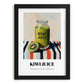 Kiwi Juice – on Striped Tablecloth, Lemonade Wall Decor, in sleek black frame