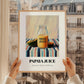 Papaya Juice – on Striped Tablecloth, Lemonade Illustration, styled in a charming Paris street view