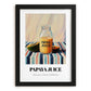 Papaya Juice – on Striped Tablecloth, Lemonade Illustration, in sleek black frame