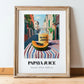 Papaya Juice – Italian Urban Café Scene, Lemonade Wall Art, in wooden frame leaning on the floor