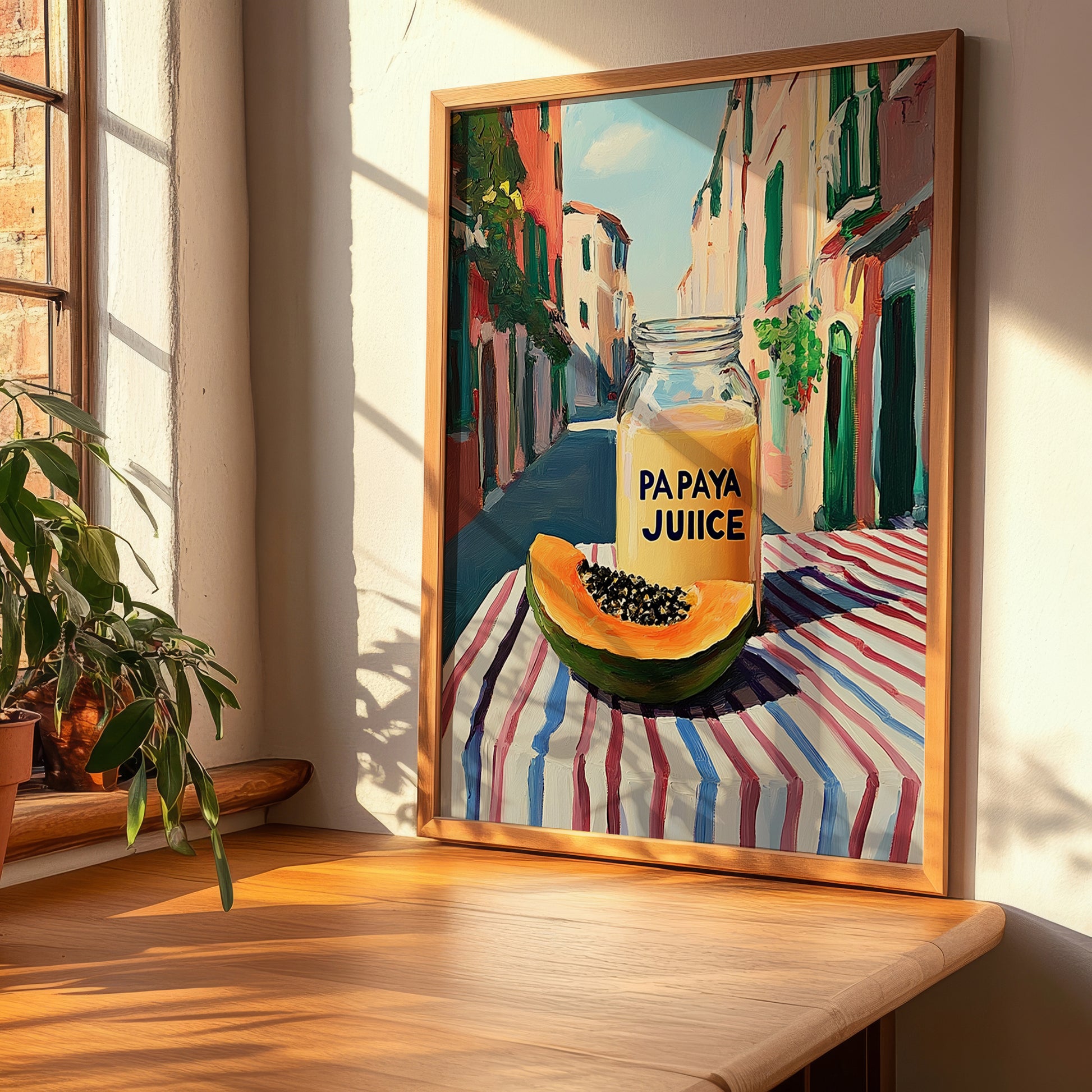 Papaya Juice – Italian Urban Café Scene, Lemonade Wall Art, clean layout with no caption