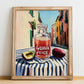 Guava Juice – Italian Urban Café Scene, Lemonade Print, no-text version framed in wood