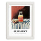 Guava Juice – on Striped Tablecloth, Lemonade Painting, placed in minimal white frame