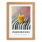 Passion Fruit Juice – on Striped Tablecloth, Lemonade Art, set in oak frame
