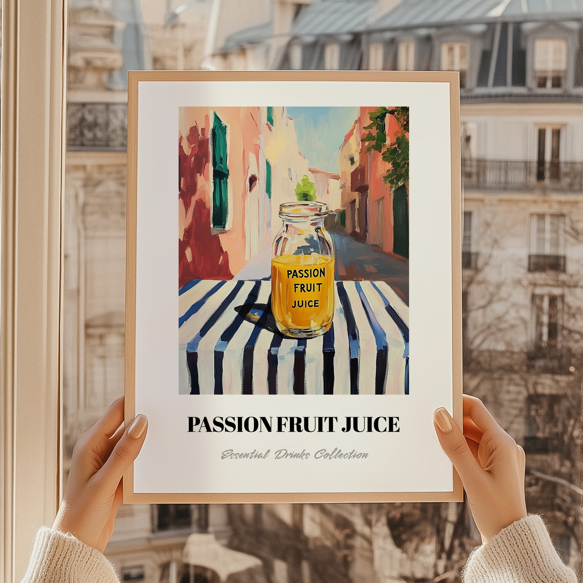 Passion Fruit Juice – Italian Café on the Corner, Lemonade Wall Decor, styled in a charming Paris street view