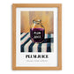 Plum Juice – on Striped Tablecloth, Lemonade Still Life, set in oak frame