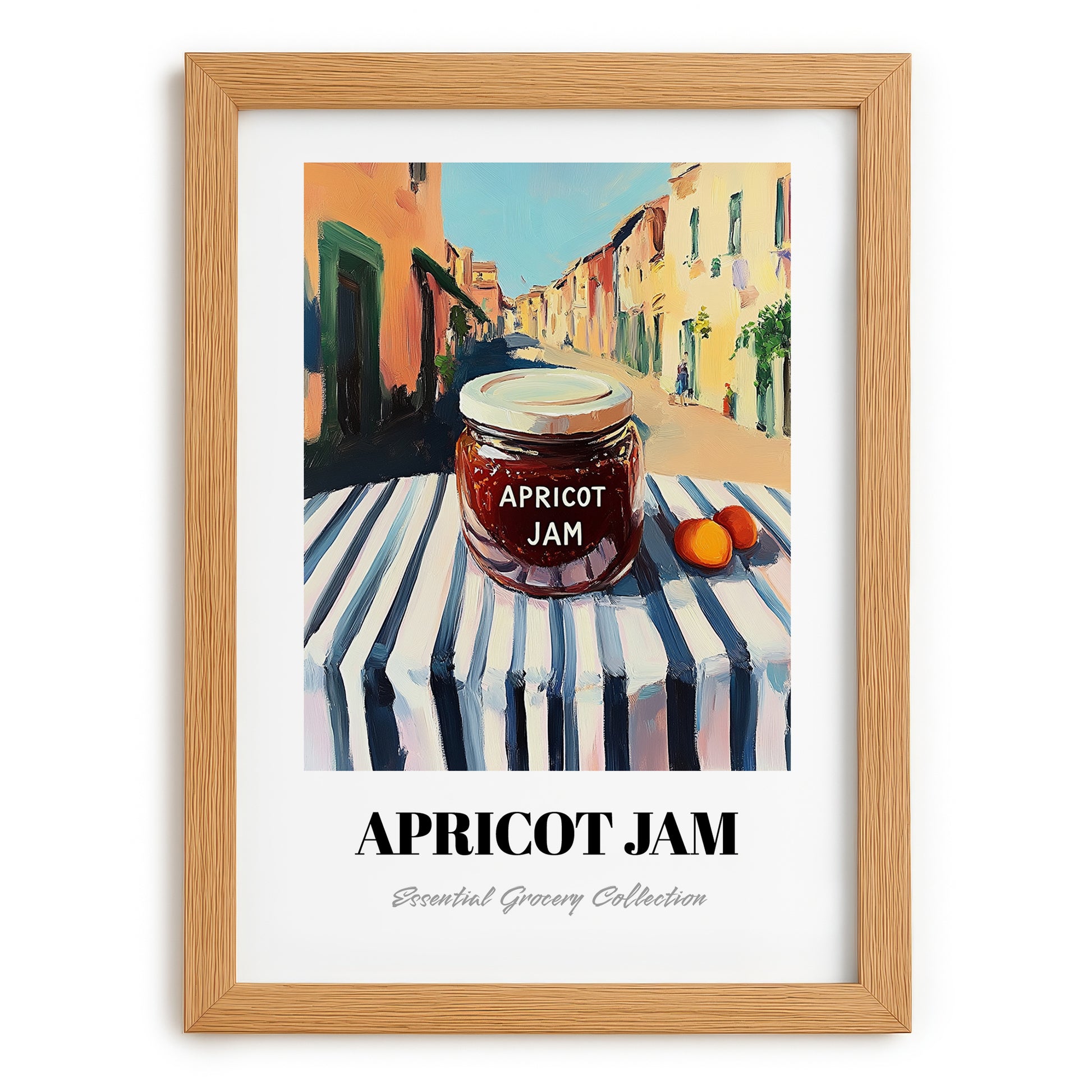 Apricot Jam – Italian Urban Café Scene, Jam Wall Decor, set in oak frame
