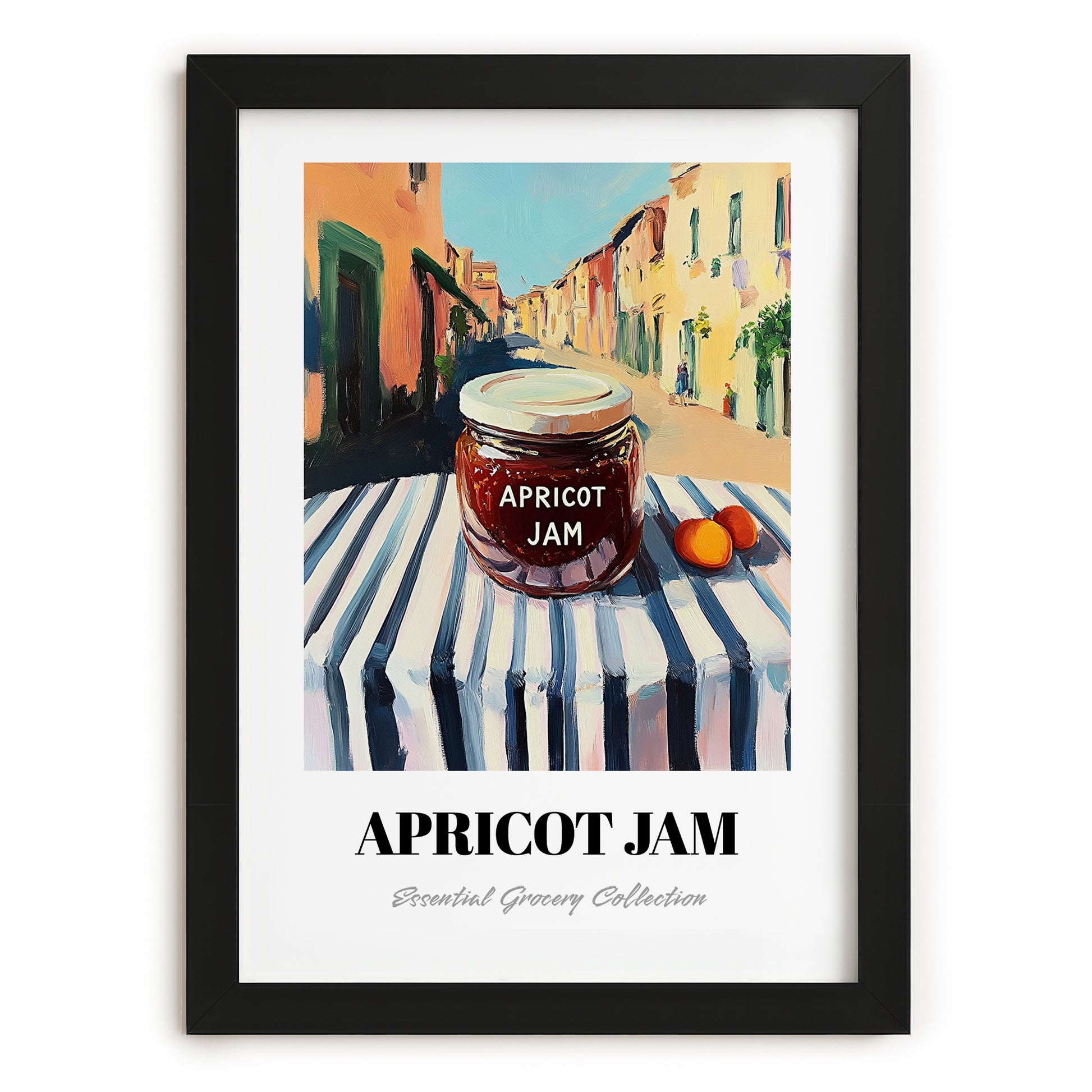 Apricot Jam – Italian Urban Café Scene, Jam Wall Decor, in sleek black frame