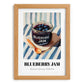 Blueberry Jam – on Striped Tablecloth, Jam Wall Decor, set in oak frame