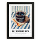 Blueberry Jam – on Striped Tablecloth, Jam Wall Decor, in sleek black frame