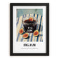 Fig Jam – on Striped Tablecloth, Jam Wall Decor, in sleek black frame