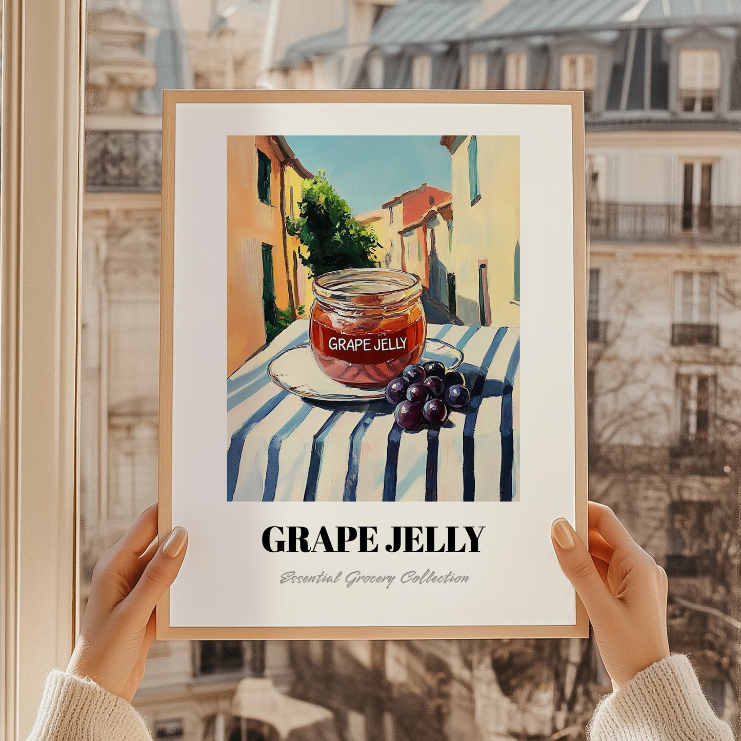 Grape Jelly – Italian Café on the Corner, Jam Illustration, styled in a charming Paris street view