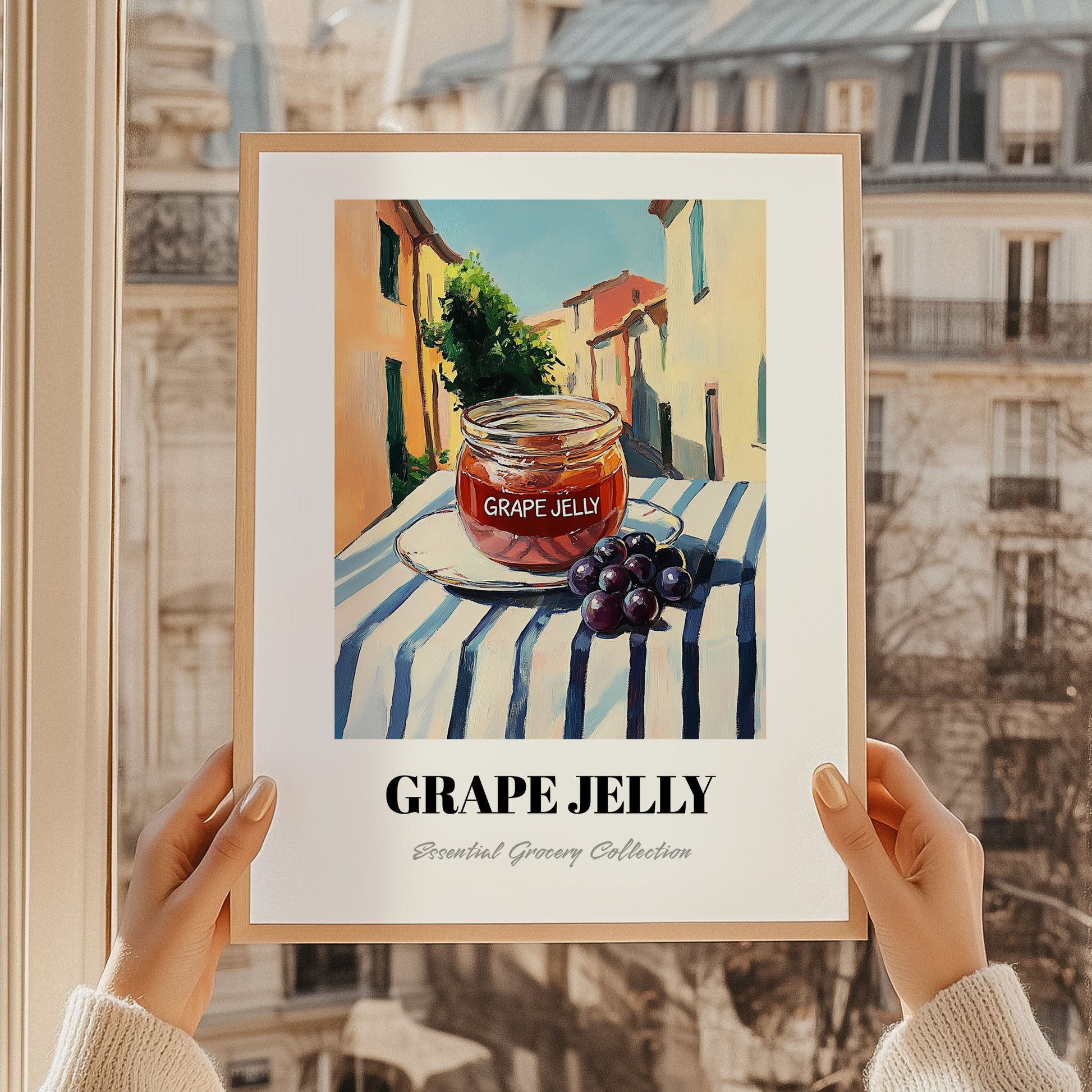 Grape Jelly – Italian Café on the Corner, Jam Illustration, styled in a charming Paris street view