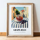 Grape Jelly – Italian Café on the Corner, Jam Illustration, in wooden frame leaning on the floor