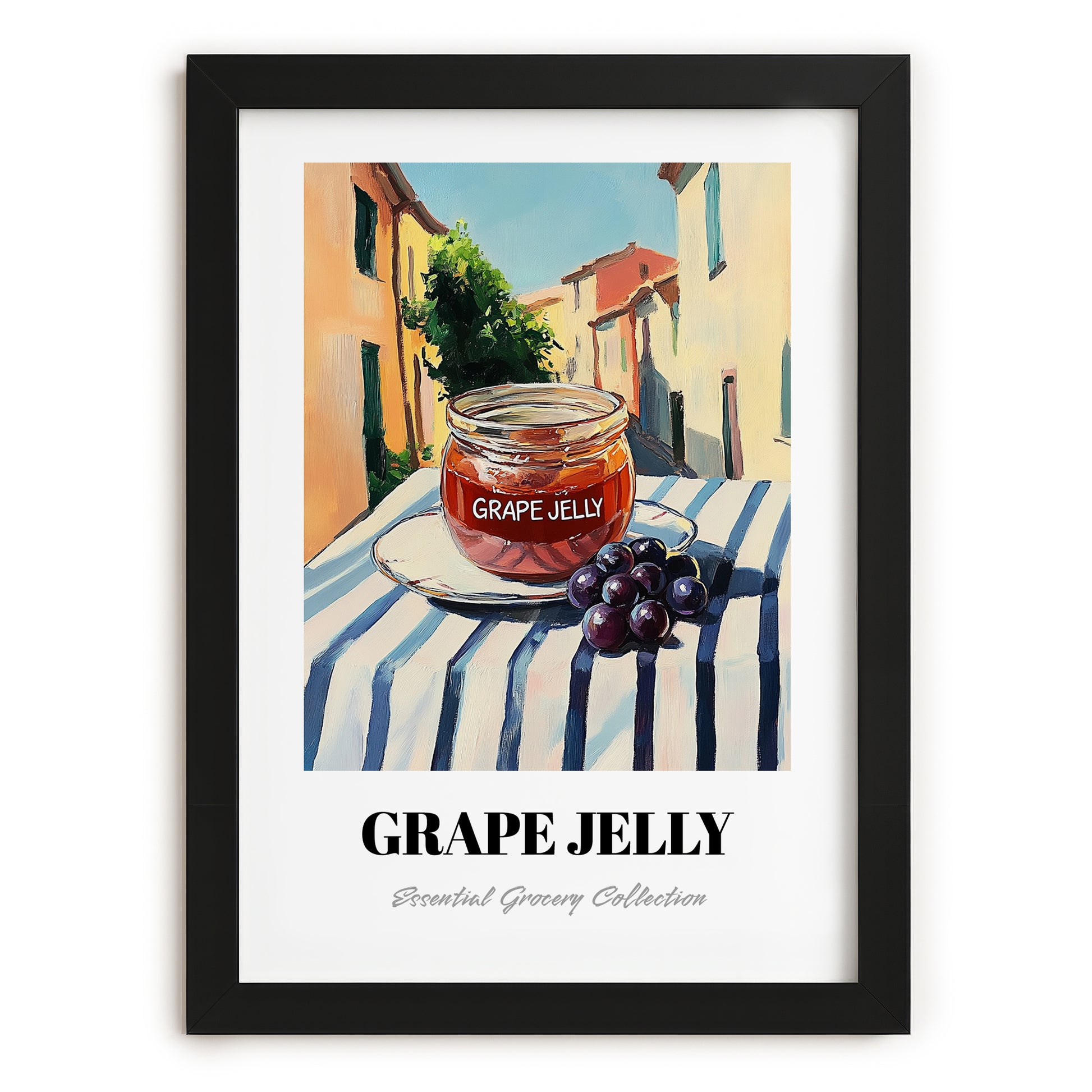 Grape Jelly – Italian Café on the Corner, Jam Illustration, in sleek black frame