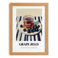 Grape Jelly – on Striped Tablecloth, Jam Art, set in oak frame