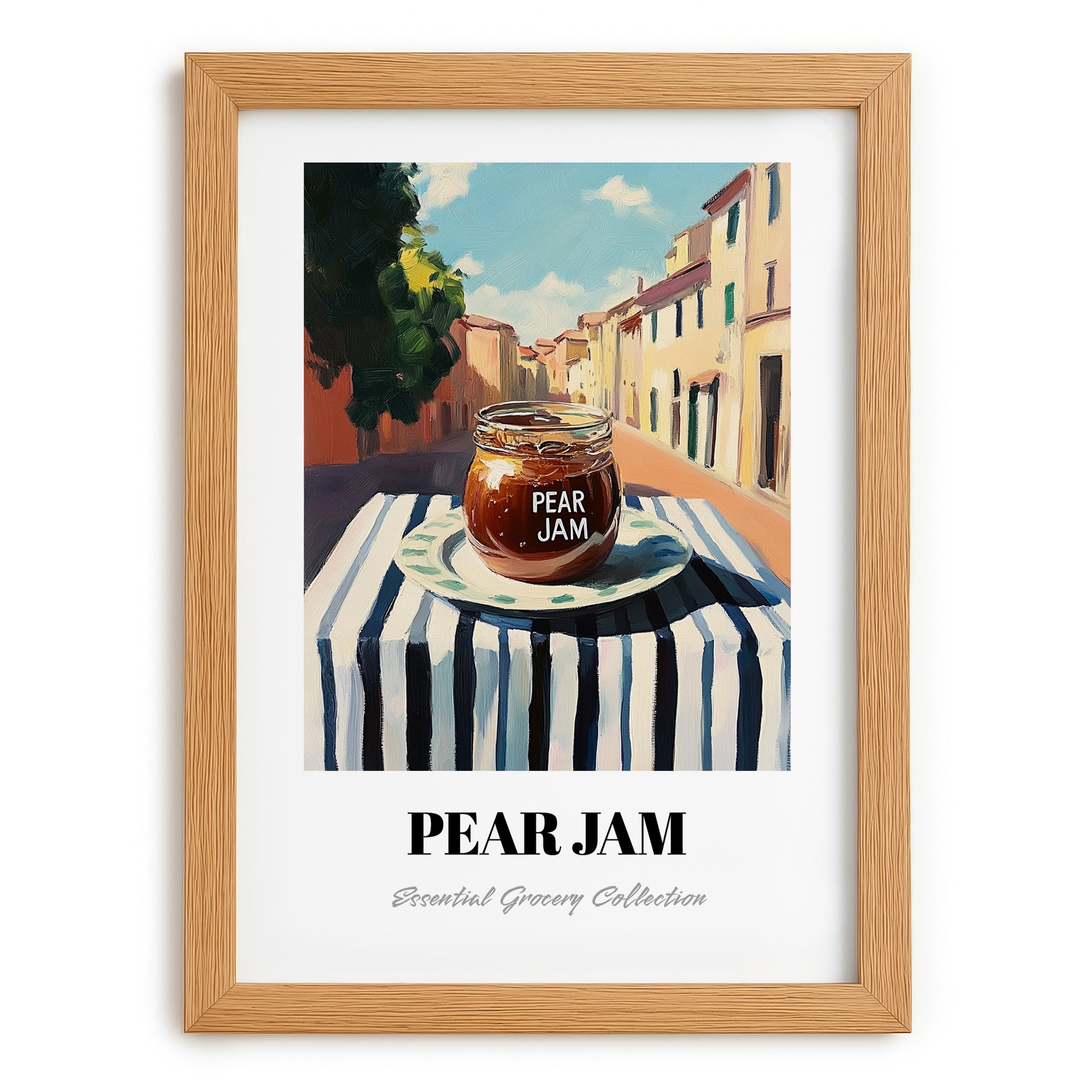Pear Jam – Italian Urban Café Scene, Jam Still Life, set in oak frame